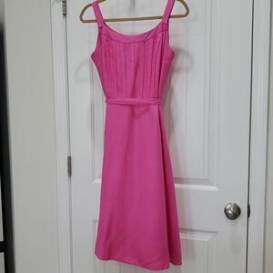 Lennie For Nina Leonard Women Pink Linen Blend Sundress, Size 10